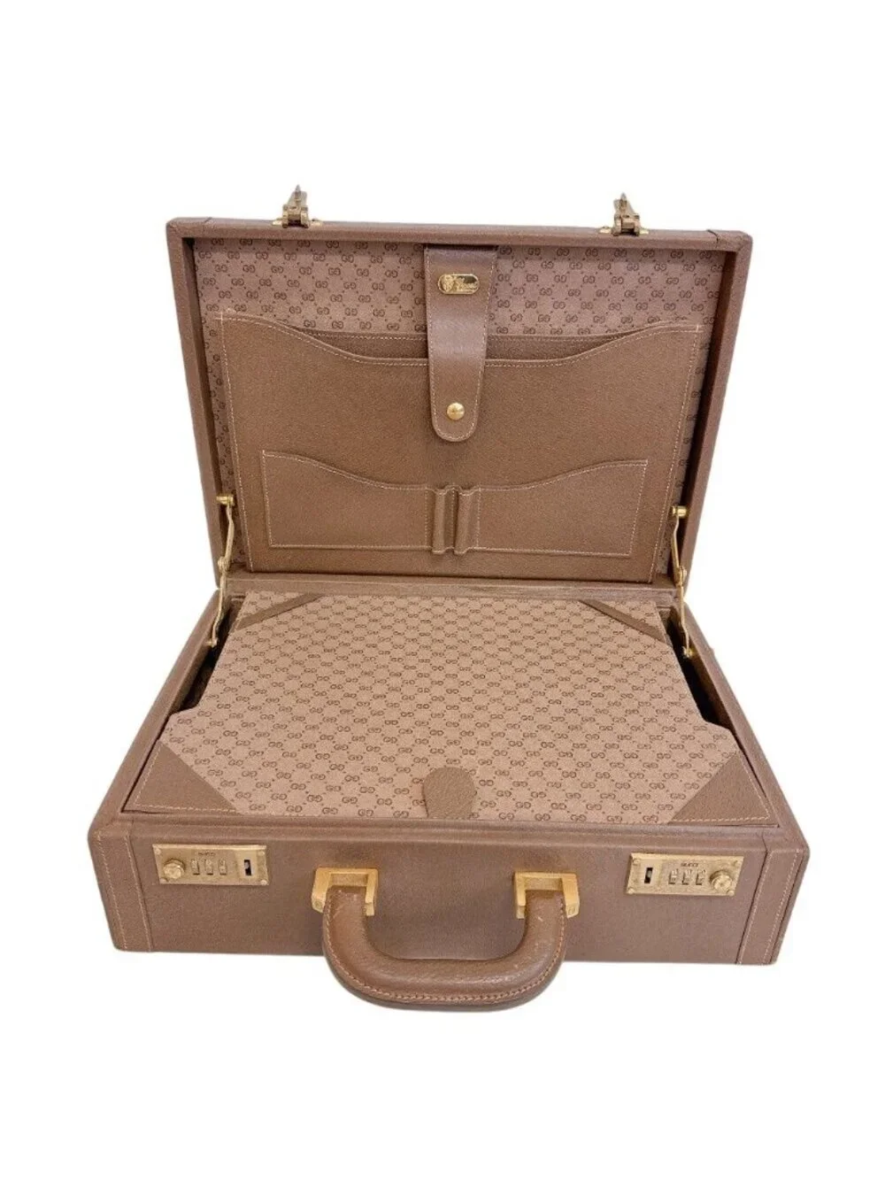 Gucci Vintage Attache Case Handbag GG Pattern Business